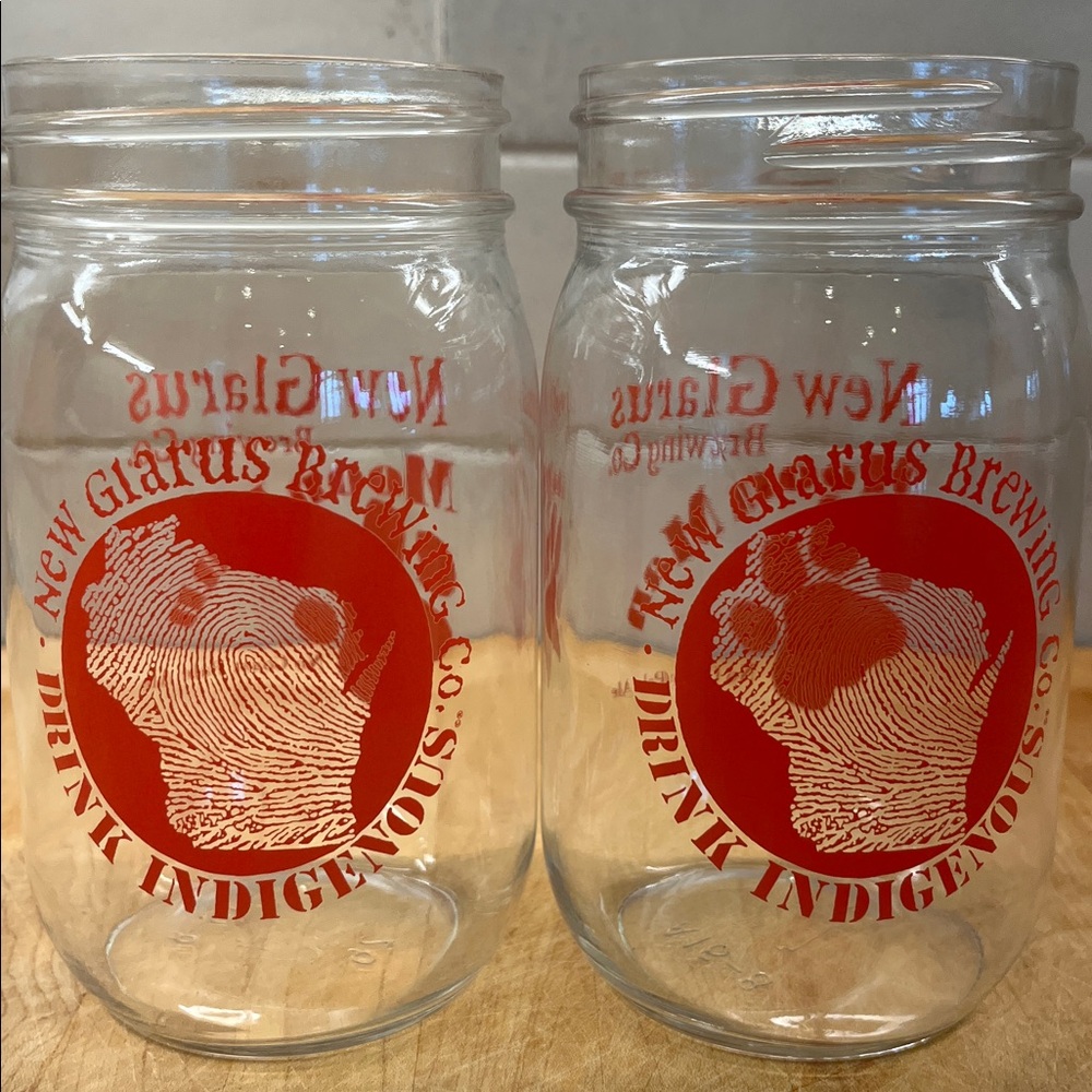 2 New Glarus Brewery Drinking Glasses